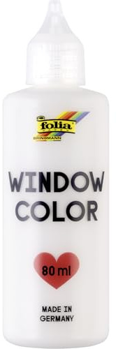 folia 4300 - Window Color Weiß, 80 ml, Fensterfarbe für Kinder, ablösbare Fenstermalfarbe, geeignet für Glas, Porzellan, Fliesen und Spiegel