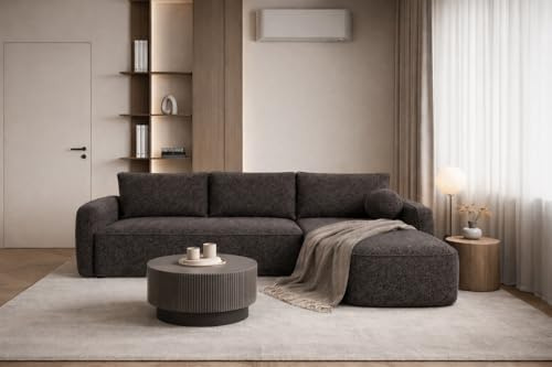 Sofello Milo BRAUN, 3-Sitzer Couch 230x160 cm – Modernes Design, Weicher Bouclé-Stoff & Hoher Komfort