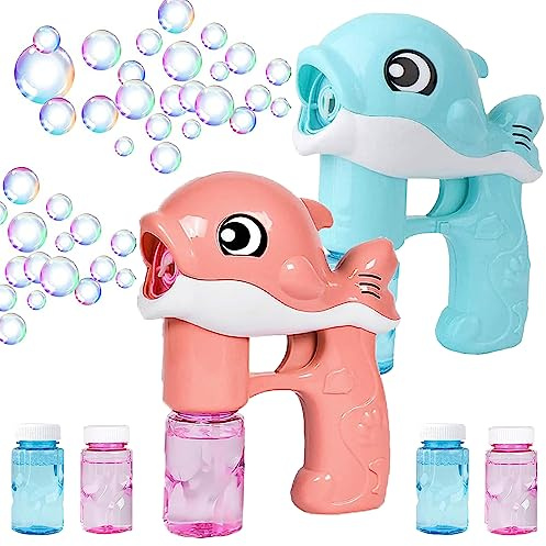 Pistola a Bolle di Sapone, 2 Pezzi Macchina Bolle Sapone, Bubble Maker, Macchina Delle Bolle, Mmacchina per Fare Bbolle Automatica, per Bambini e Adulti, Feste All'aperto, Feste Estive
