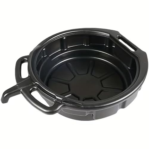 Ölauffangbehälter Ölauffangwanne mit Abfüllstutzen 10 l, Flache, runde Auffangwanne, Ölwanne, Ölwechselkanister, Kunststoffwanne, Ölauffangbehälter aus Kunststoff für Kfz-Ölwechsel