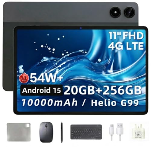11 inch Tablet Android Helio G99 FHD 4G LTE 256GB+20GB Expand to 2TB | 10000mAh 1920x1200 8MP/16MP Widevine L1 Face ID 5GWiFi BT5.0 GPS Tablet with Keyboard