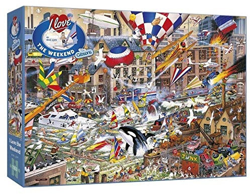 I Love the Weekend 1000 Piece Jigsaw Puzzle | Mike Jupp | Sustainable Puzzle for Adults | Premium 100% Recycled Board | Great Gift for Adults | Gibsons Games