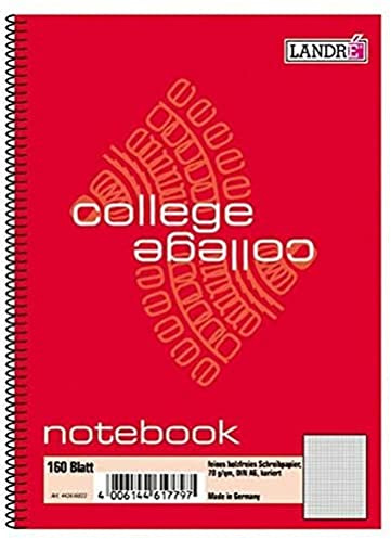 LANDRÉ 100050631 Notebook college DIN A6, 160 Blatt, kariert