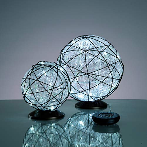 hellum LED Kugel kaltweiß Metall Rattan Set 2 Kugeln Ø 30 cm Ø 20 cm Outdoor 5 m Zuleitung 543216