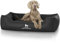 Knuffelwuff Kunstleder Hundebett Sidney XXL 120 x 85cm Schwarz - abnehmbarer Bezug - leicht zu reinigen - für große, mittelgroße und kleine Hunde