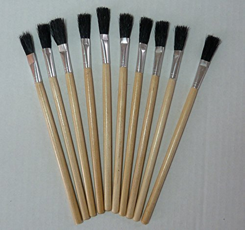 Neish Tools Flux Brushes 12mm Wide, Pack of 10 Natural Bristle Glue Brushes, Ideal for Multiple Craft and Industrial Uses, Multipack Wooden 0.5 Inch Paint Brush, Alloy Steel Ferrule Brush