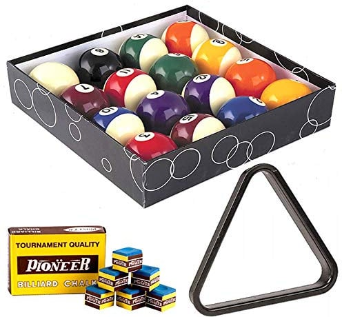 OAH Biliardo Pool. Set bilie Diametro mm.57,2. 15 Palle numerate e 1 Bianca Battente, con Triangolo per Spacco e Gesso per Stecca in Omaggio.