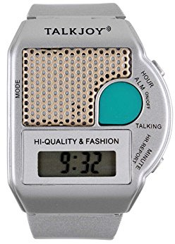 French Silver Alarm Speaking Clock Wrist Watch [English language not guaranteed]