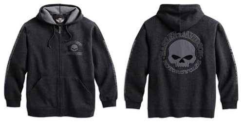 HARLEY-DAVIDSON Herren Sweatshirtjacke Freizeit Sweatjacke Männer Zip Up Hoodie Motorradjacke Pullover mit Kapuzen