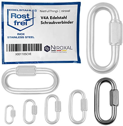 2 Stück 8mm Edelstahl Schraubverbinder V4A Schraubkarabiner Kettenverbinder 1.875 kg Schraubnotglied Schraubglied Schnellverbinder Schnellverschluss Schlüsselringe Notglied