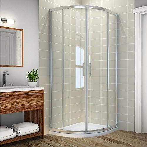 ELEGANT 900 x 900 mm Quadrant Shower Enclosure 6mm Sliding Glass Cubicle Door with Tray + Waste