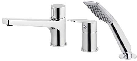 3-Loch Wannenrandarmatur Wannenarmatur Mischbatterie Badewanne - Modell ARNIKA - Chrom - Badewannen Wasserhahn Wannenrand