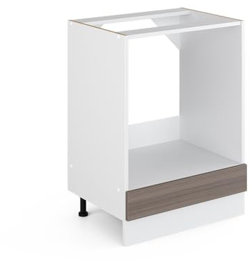 Vicco Herdumbauschrank R-Line, Herdschrank, Grau/Weiß, 60 cm ohne Arbeitsplatte