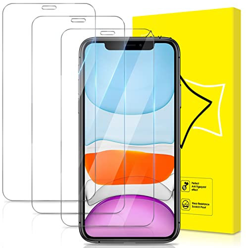 GiiYoon-3 Piezas Protector de Pantalla para iPhone 11/iPhone Xr Cristal Templado,[Sin Burbujas] [Alta Definicion] [9H Dureza] Vidrio Templado HD Protector Pantalla para iPhone (6.1)