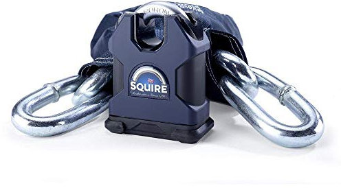 Squire Juggernaut Sold Secure Gold 65 Boron 12.7 MM Closed Shackle Lock with 14mm X 1.2m Chain