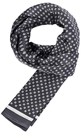 WANYING Edler Seidenschal für Herren 100% Seide 11 Momme Herrenschal Schaltuch Doppelseite für Frühjahr Sommer Herbst Casual Business 155×26cm - Kariert Grau