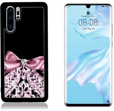 Generico Funda Compatible con Huawei P30 Pro Inclinarse Rosa/Parte Trasera de Cristal con Goma en los Laterales. / TPU Antideslizante Antiarañazos Resistente a los Golpes Protector Rígido Teléfono...