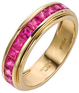 Beydodo Trauringe aus Gold 750, Gold Ringe Hochzeit 1.65ct Rose Rot Rubin Verlobungsring Größe 52 (16.6)