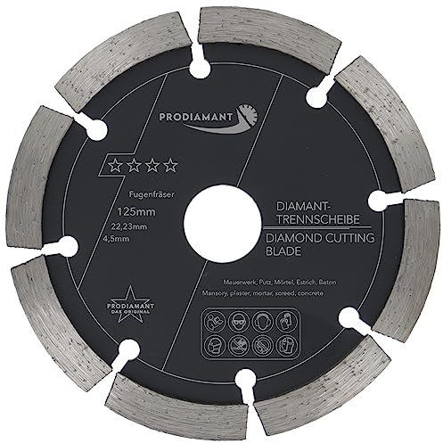 PRODIAMANT Fraises à joints ø 125 mm Largeur 4,5mm pour mortier Béton Maçonnerie et crépi 10mm Segment diamant qualité professionnelle