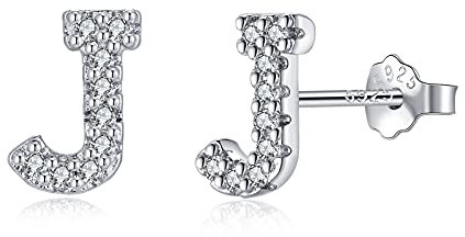 Buchstabe Ohrringe Silber 925, Initiale J Kleine Ohrringe für Mädchen Damen Geburtstag