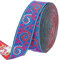 FINGERINSPIRE 7m 25mm Vintage Jacquardband Bestickt Gewebt Blau Lila Blätter Band Stoffbesatz Fransen für DIY Kleidung Accessoires Verzierung Dekorationen