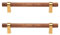 2 Stücke Natürliche Holzgriffe Nussbaum Basis aus massiver Messing Bücherregale knöpfe Schubladengriffe für Schrank,Schuhkasten,Kleiderschränke,Kommoden,Nachttische (Hole distance 128mm)