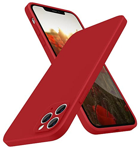 SURPHY für iPhone 11 Pro Max Hülle Silikon mit Kameraschutz, Flache Kante Handyhülle iPhone 11 Pro Max Case 6,5 Zoll Dünn Schutzhülle, Rot