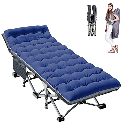 ABORON Camping Cot for Adult 28 Extra Wide, Heavy-Duty 1200D Oxford Cot for Sleeping, Portable Folding Camp Bed with Mat & Carry Bag