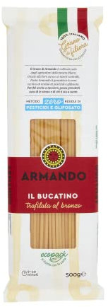 Armando, Il Bucatino, Pasta di Semola di Grano Duro di Filiera 100% Italiano - Trafilato al bronzo - 21 confezioni da 500 gr