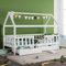 ZYLOYAL10 Kinderbett, Hausbett 90x200 cm - 5 bis 10 Jahren - Massivholz Kinderbett mit Rausfallschutz und Lattenrost (mit Schublade, Weiß)