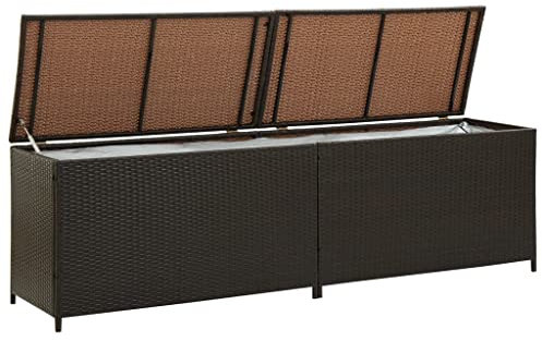 Canditree Coffre de Rangement Extérieur en Résine Tressée, Malle de Rangement Coffre à Coussins Pour Jardin Terrasse (Brun)