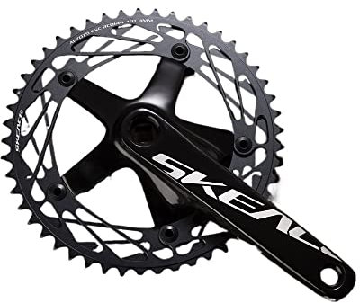 TANGZHIMI Kurbelgarnitur Feste Getriebe-Bike-Kurbel 49T-Kurbel-Gleis Feste Kurbel-Fixie Fahrradteile Quadratloch 165mm BCD 14. 4-mm-Fahrradstücke. Fahrrad Kurbelgarnitur