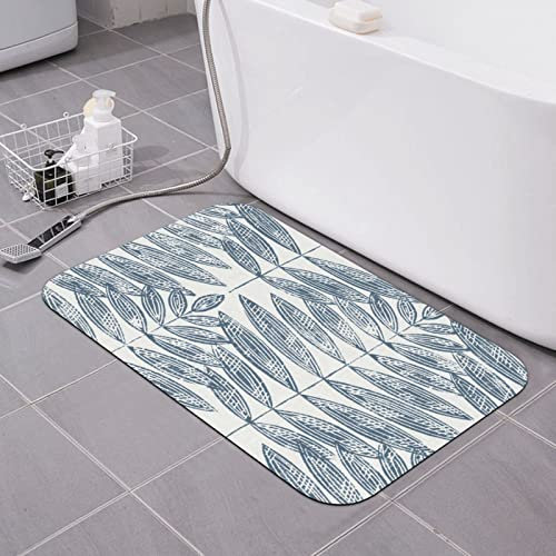 Blaue Flora Teppiche für Schlafzimmer, Wohnzimmer und Badezimmer - 40 x 60 cm Extra weiche rutschfeste Kieselgur Matte