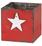 Pflanzkiste mit Sternmotiv I 12 x 12 x 12 cm I rot-weiß