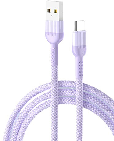 YSJJZRL Câble USB A vers USB C 66 W, câble USB de Type C à Charge Ultra Rapide 6 A Compatible avec Samsung Huawei et Plus (1.2M,Violet)