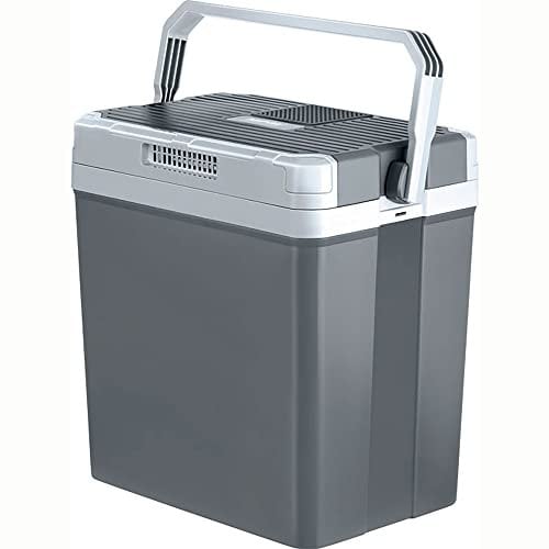 MPM 28-CBM-08YA Elektrische Reise-Kühlbox für Auto, Camping, 12 V / 220 V, Kapazität 24 Liter, kalt und warm, ECO-Modus, Grau