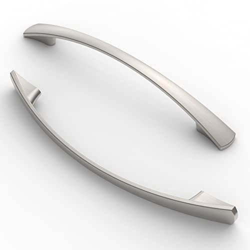 FURNIWARE Pack of 5 Cabinet Pulls, Zinc Alloy Drawer Pulls, Hardware Modern Kitchen Cabinet Door Handles, for Kitchen and Bathroom Cabinets Cupboard, Brushed Nickel-128mm(5 Inch) Hole Center