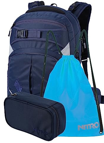 Nitro Superhero, Schulrucksackset, Rucksack, Backpack, abnehmbarer Hüftgurt, robuste Bodenplatte, Thermotasche, Laptopfach, Turnbeutel & Pencil Case XL, Night Sky