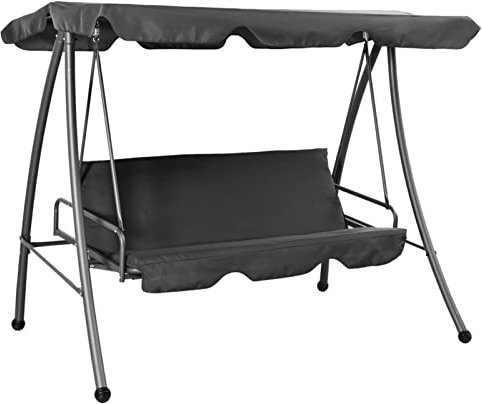 Hollywoodschaukel mit Dach, CIADAZ Gartenschaukel, Garten Schaukel, Schaukelgestell, Schaukel Garten, Schaukelgerüst, Anthrazit 192×118×175 cm Stahl