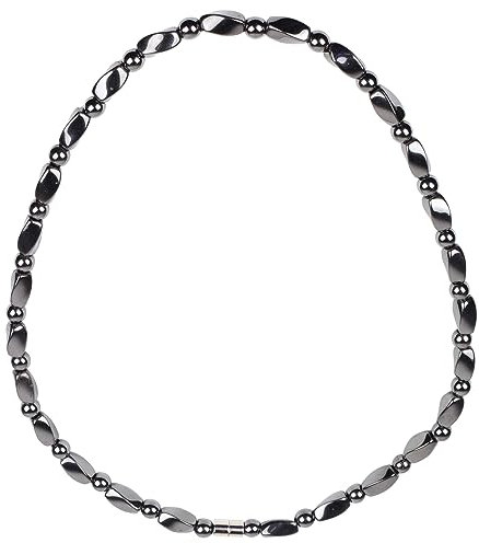 AESDOX Schwarze Hämatit-Halskette für Männer Frauen, schwarze Halskette für Männer (45cm)