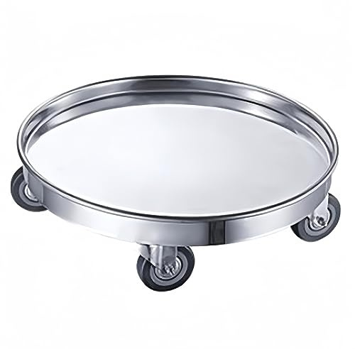Support de marmite en Acier Inoxydable, Chariot Rond en Acier Inoxydable, Plateau de Soucoupe de jardinière à Roues, Base Mobile de Bouteille de gaz, Chariot de Palette de Plantes (Couleur : Silver-4