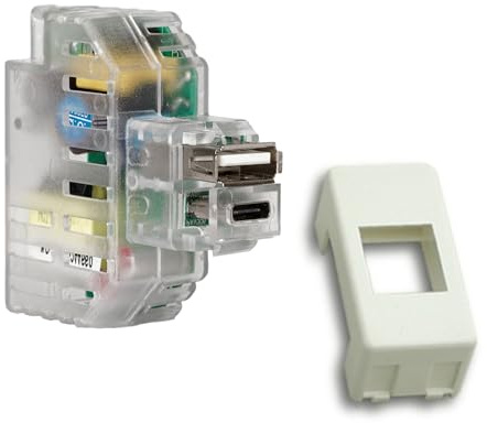 FANTON 82893-37 Kit Netzteil USB A+C 2,4 A Keystone-Anschluss zum Einbau komplett mit Adapter mit Platten und Halterungen GEWISS System