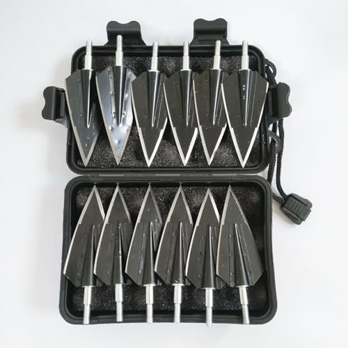 biubiusot 12er Pfeilspitzen Jagdspitzen Pfeilspitze 150Grain Pfeilspitze Traditionelle Außen Jagd Broadhead für Carbonpfeile Für Recurve Bow Compound Bow Armbrust Kohlenstoffstahl