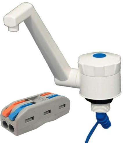 CR-MOESANCO® KIT Grifo Universal + Conector para Caravana Autocaravana Camper o Barco (Blanco)