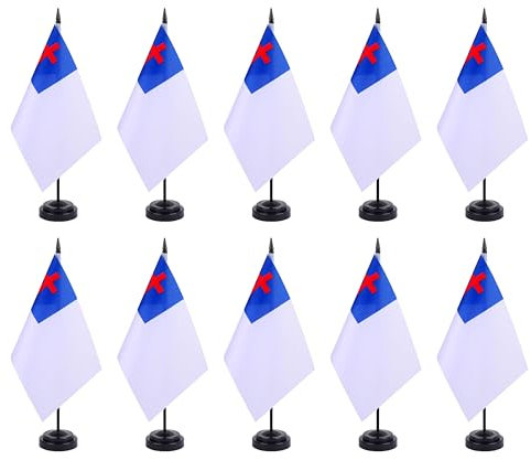 ZXvZYT 12 schwarze Nationalflaggen mit Sockel (Christentum)