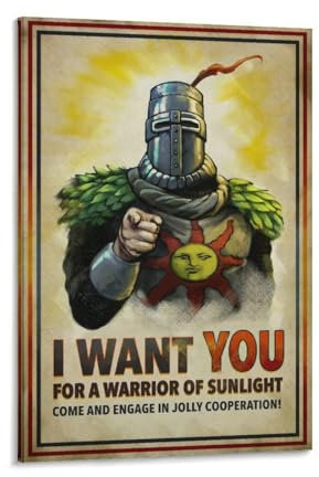 Solaire of Astora Pop-Art-Poster auf Leinwand, Motiv: Dark Souls Recruitment, Video-Gaming, Wanddekoration, ästhetischer Schulbedarf, Gemälde, 40 x 60 cm