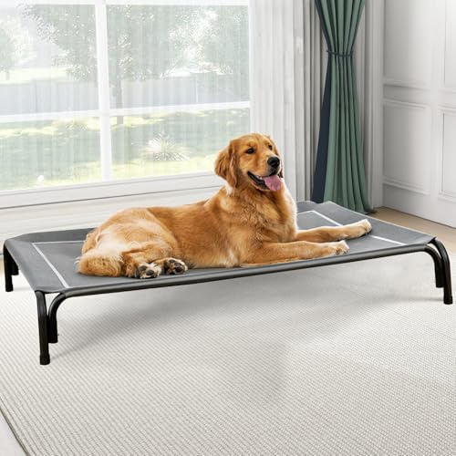 Czpalo Erhöhtes Hundebett, erhöhtes Outdoor-Hundebett für große Hunde, tragbares kühlendes Haustierbett mit atmungsaktivem und waschbarem Netz, Haustierhängematte für drinnen und draußen, mit