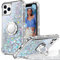 Unlicaku for iPhone 11 Pro Max Case, with Ring Women Girls Bling Holographic Sparkle Glitter Cute Cover, Diamond Ring Protective Phone Case for iPhone 11 Pro Max, Clear Silver
