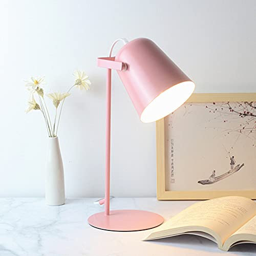 SSNCcNC Rose, Lampes de bureau Simple Moderne/vintage lampe de table Tête réglable Bureau Étudier Liseuse Rétro Lampe d'apprentissage chambre à coucher Lampe de chevet métal H35 * D12CM
