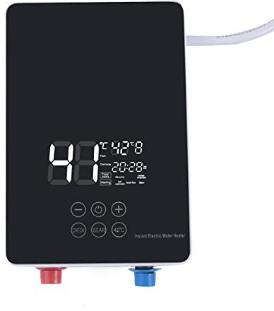 Elektrischer Durchlauferhitzer, 6000W Küchen-Warmwasserbereiter Mit Lcd-Display Und Duschkopf, Mehrere Schutzfunktionen, Wassertemperatur Bis 55℃